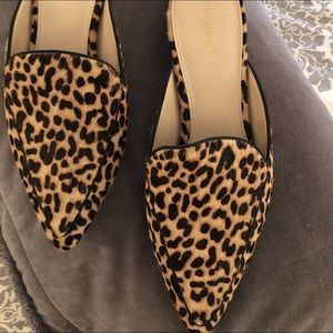 Cole Haan Real Fur Leopard Mules